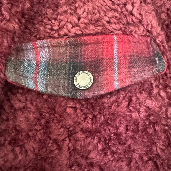 Pendleton Maroon Teddy Jacket Plush Fleece Flannel Detail / xlarge - Picture 2 of 14
